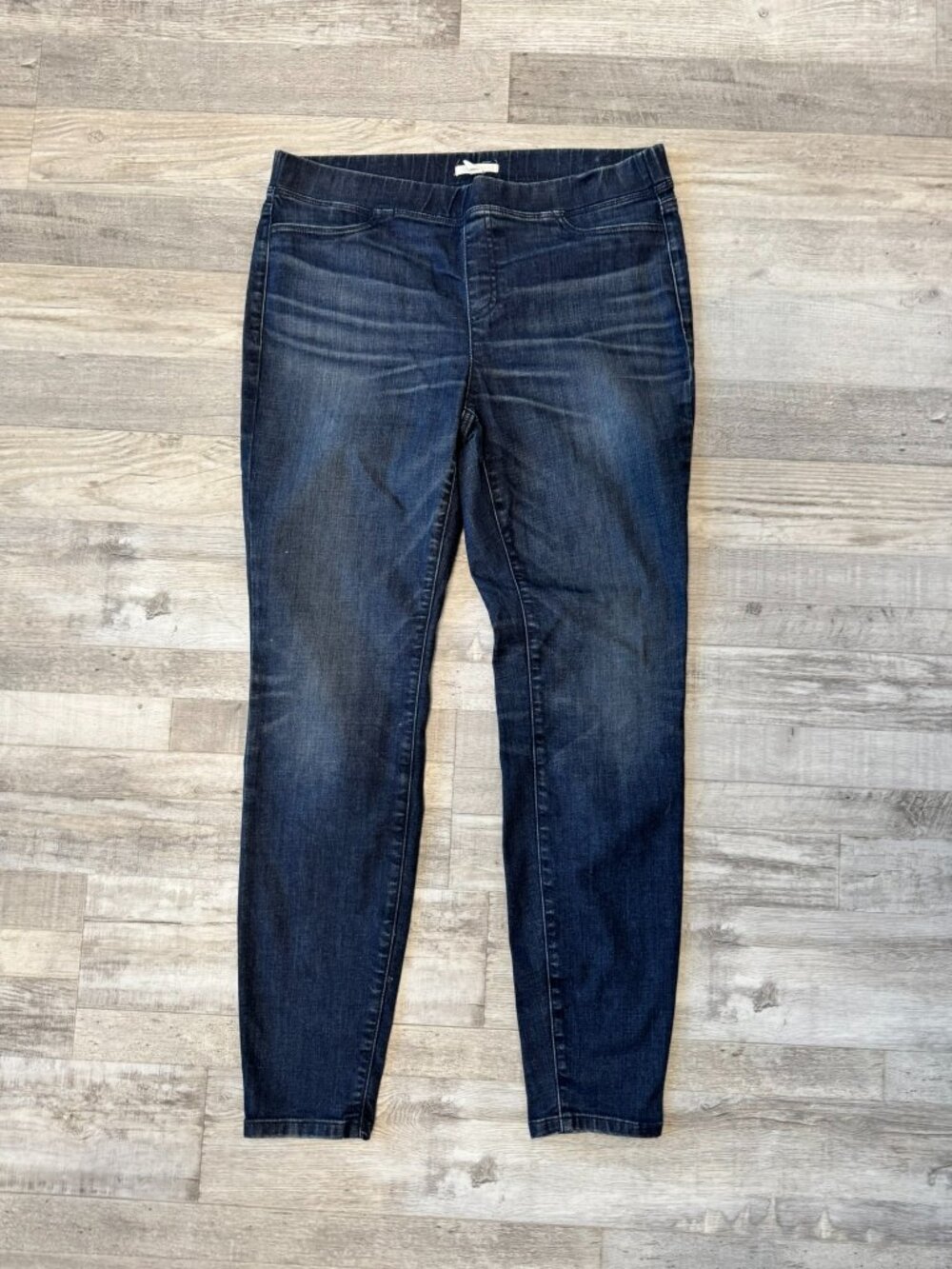Eileen Fisher Dark Wash Skinny Fit Pull On Jeans Size Medium Organic Cotton Q32